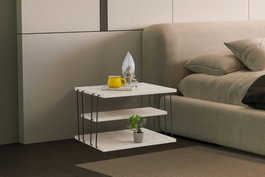 Hanah Home Mesa Lateral de 2 Niveles Travertine Black
